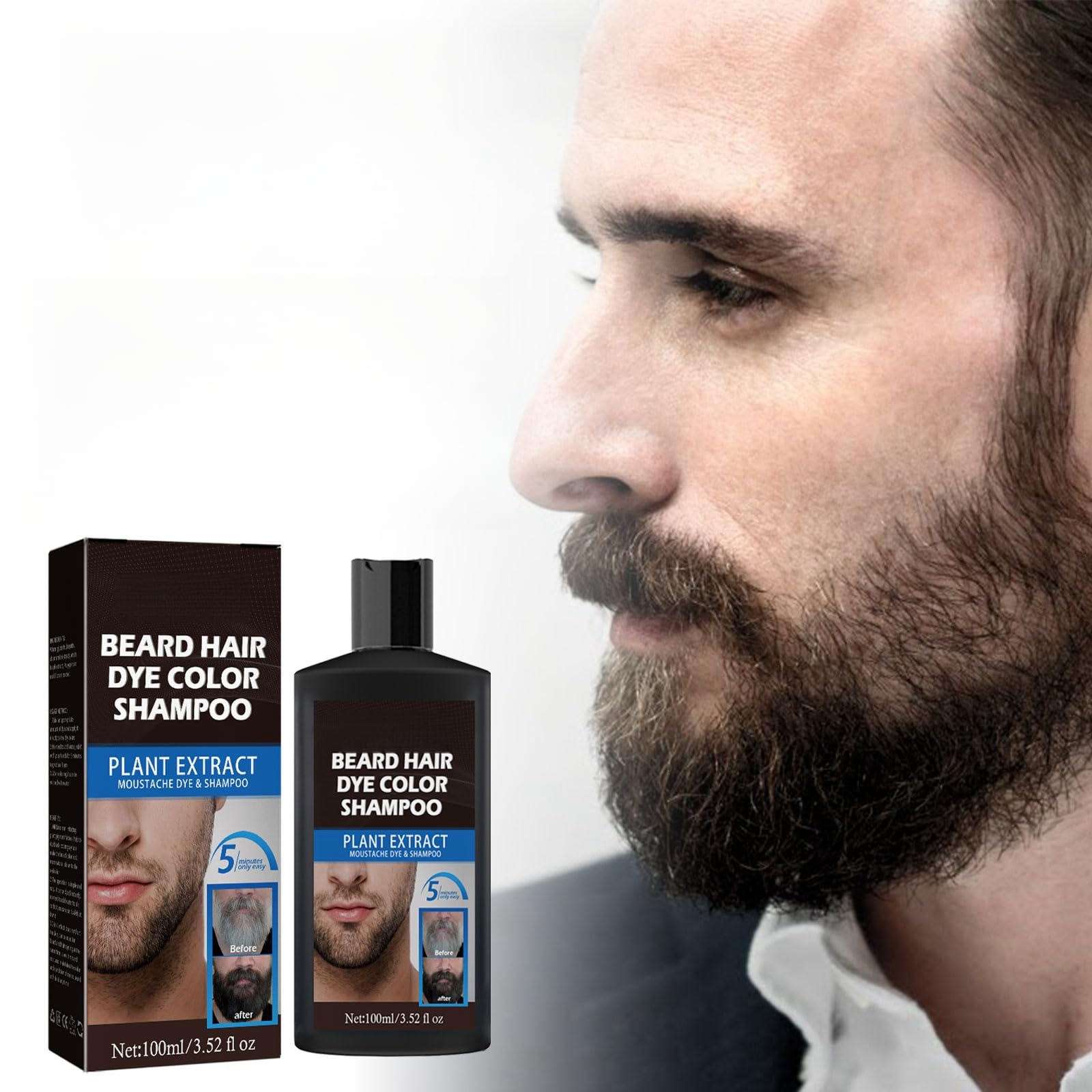 Beard Dye for Men 100ml Gentle, Quick-Coloring Dye for Men's Facial Hair, Hair Dye Cream for Mustache and Beard Coloring, Natural-Looking Results, Long-Lasting Color, Non-Irritating