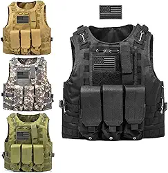 Colete tático, colete leve de airsoft, colete de paintball ajustável com bolsa removível