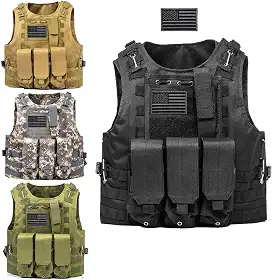 Colete tático, colete leve de airsoft, colete de paintball ajustável com bolsa removível