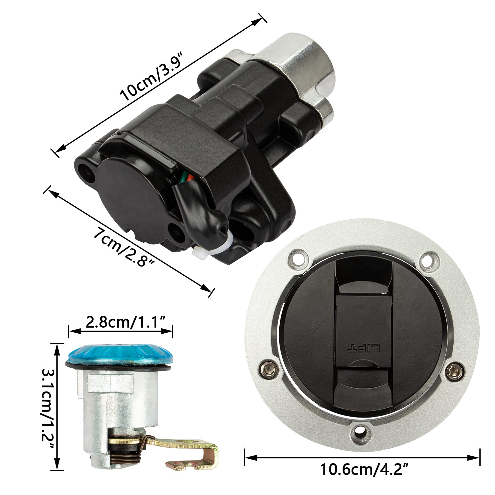 Ignition Switch Fuel Gas Cap Seat Lock Keys Replacement Kit OEM: 37100