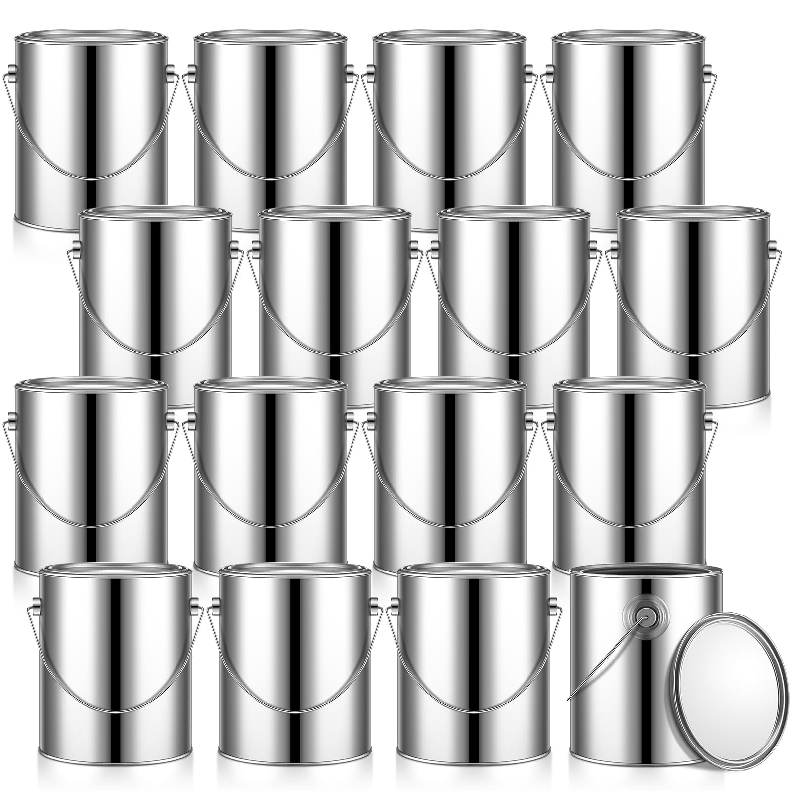 Metal Paint Cans - 8 Pack, Silver -7