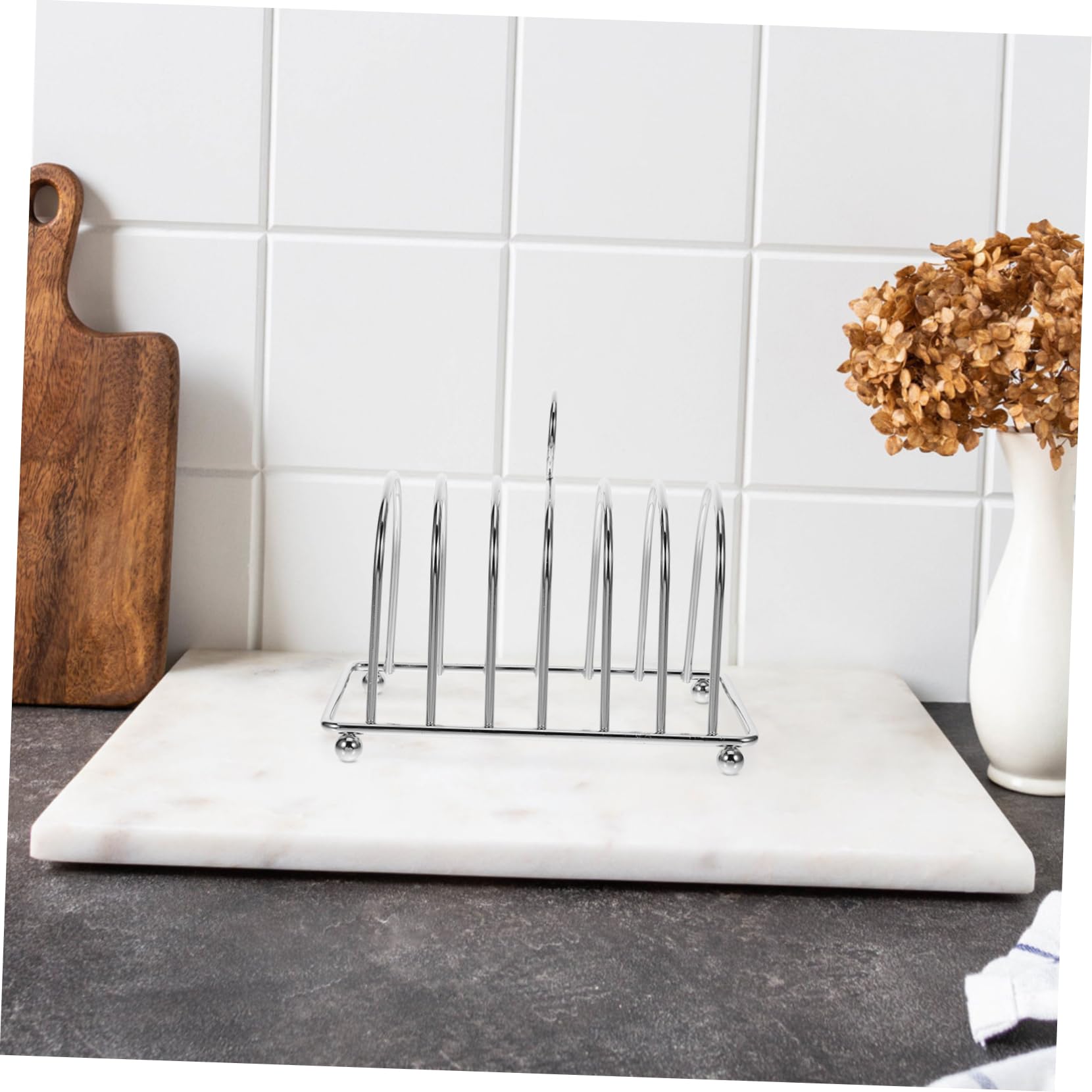 Metal Toast Rack Holder - Iron Plated Bread Serving Stand For Toaster & Air Fryer