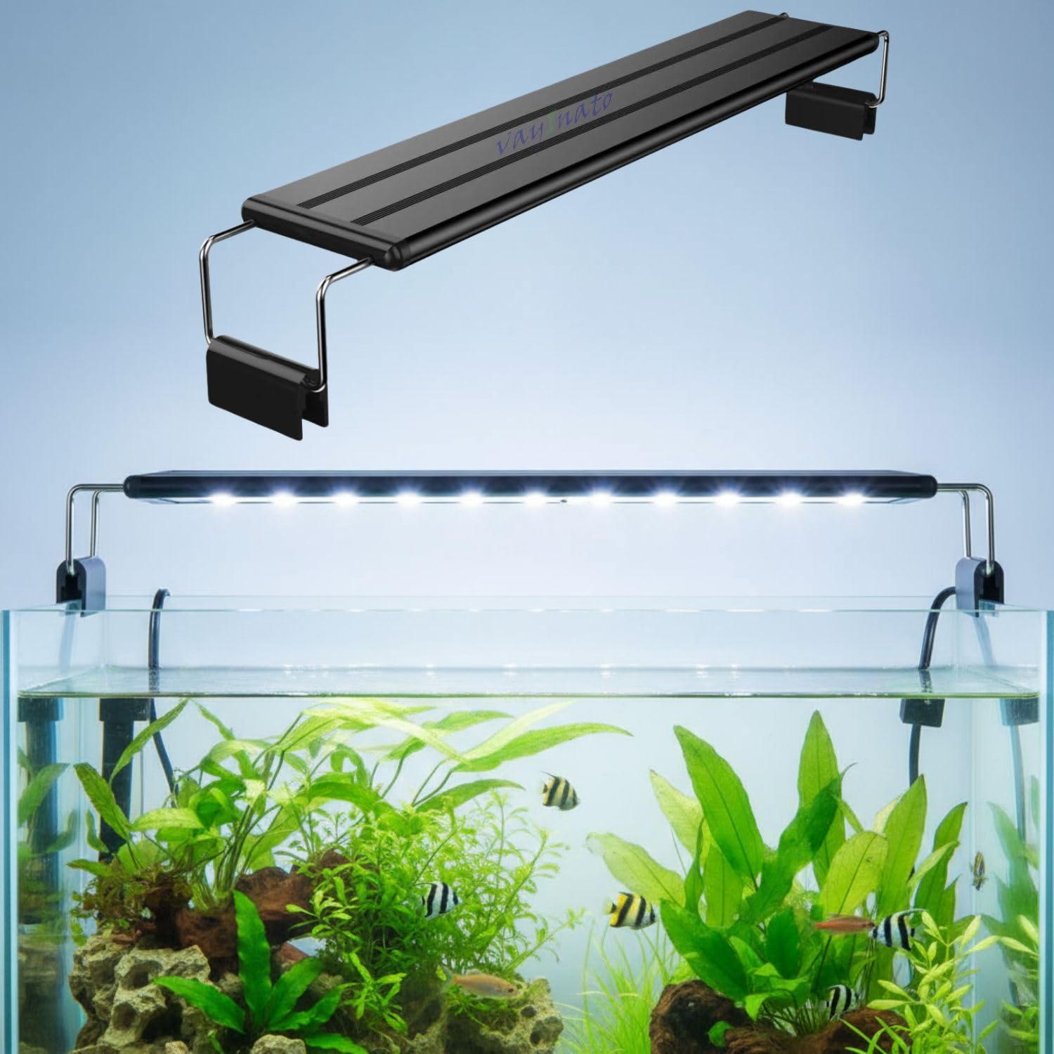 VAYINATO® Plastic (LY-30S Fit for 30-40Cm Tank) Aquarium LED Light (Blue+White) Corded Electric Single Color Mode LED Ligh...