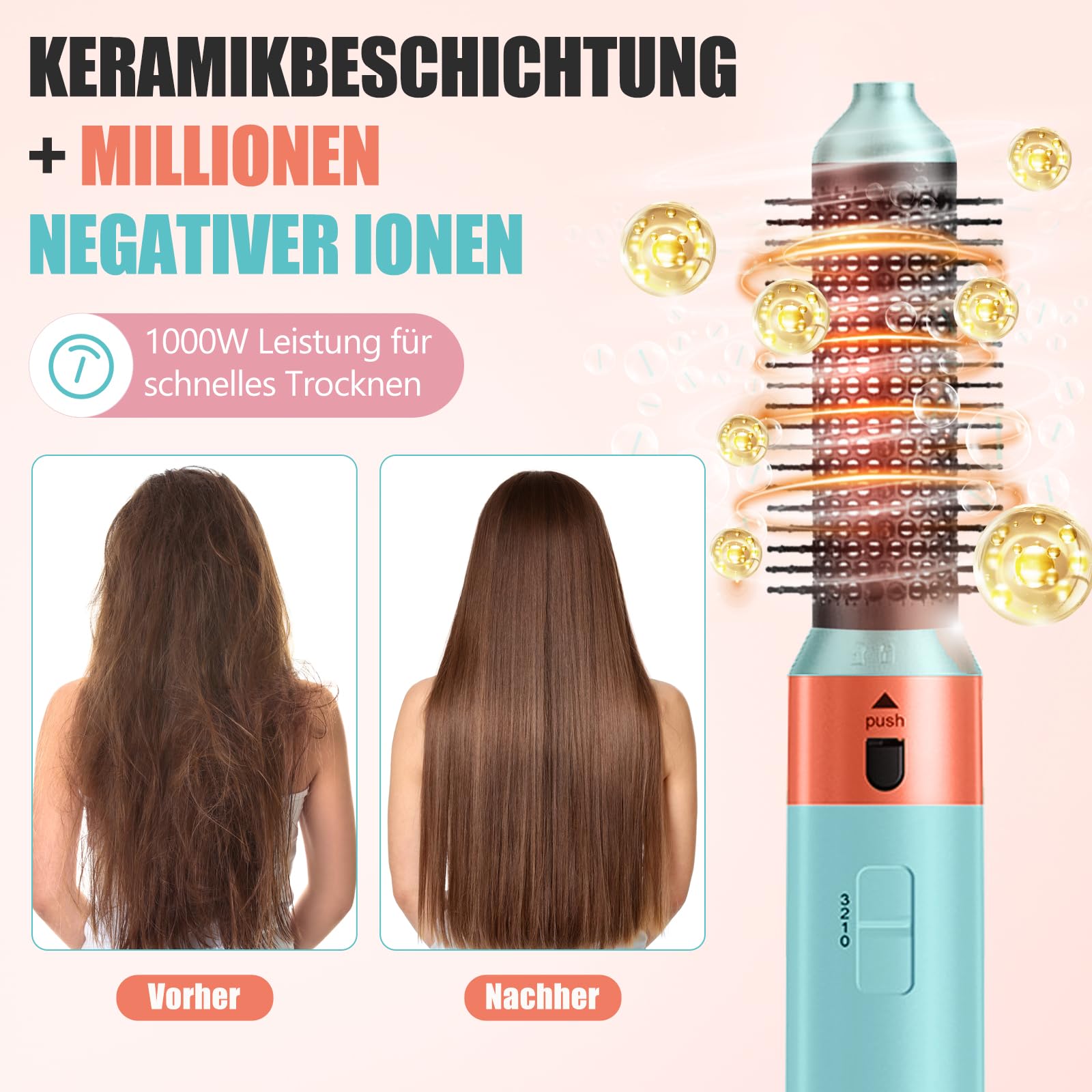5 in 1 Airstyler, Ionen Föhn, 1000W Multifunktionaler Hairstyler