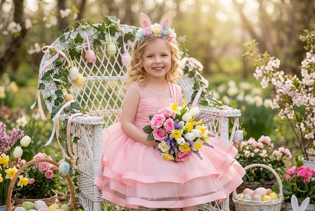 Girls Flower Dresses Summer Sleeveless Mesh A Line Casual Party Dresses 12Month-9 Years Old