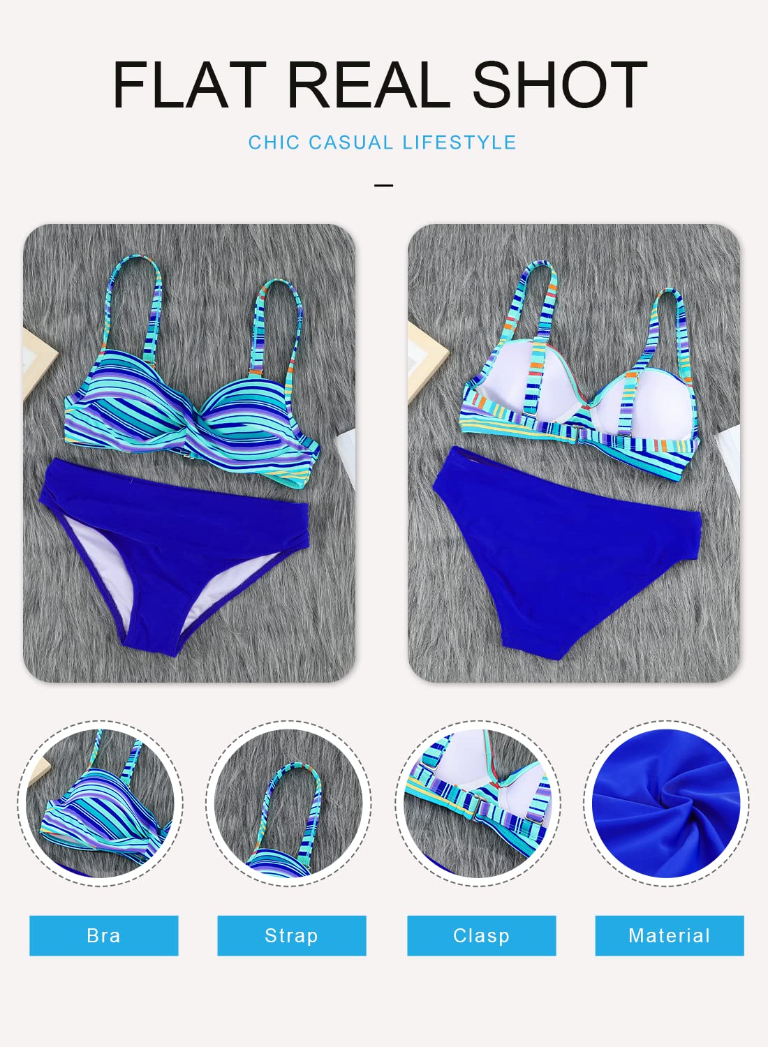 Dokotoo Damen Bikini Set Push Up Bikinis Sexy Crossover Bikini-Sets Zweiteiliger Badeanzug Bademode S-XXL