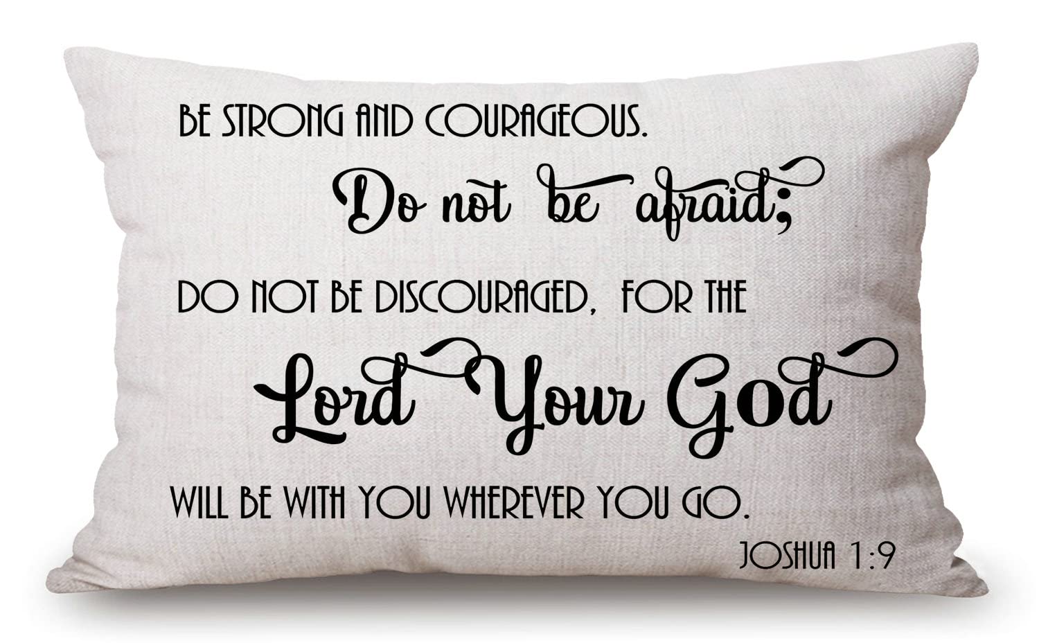 Solekla Pillow Covers with Christian Bible Verses Scripture Quotes Joshua-1-9 Farmhouse Rustic Décor Lumbar Pillow Covers with Saying Housewarming Family Room Décor 12" x 20"