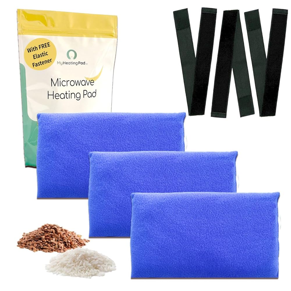 Microwavable Heating Pads for Lower Back, Neck, and Shoulder Pain Relief - Moist Microwave Heating Pad for Muscles and Joints - Microwave Hot Pack Heat Pad for Cramps - 3 Packs Blue