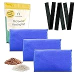 Microwavable Heating Pads for Lower Back, Neck, and Shoulder Pain Relief - Moist Microwave Heating Pad for Muscles and Joints - Microwave Hot Pack Heat Pad for Cramps - 3 Packs Blue