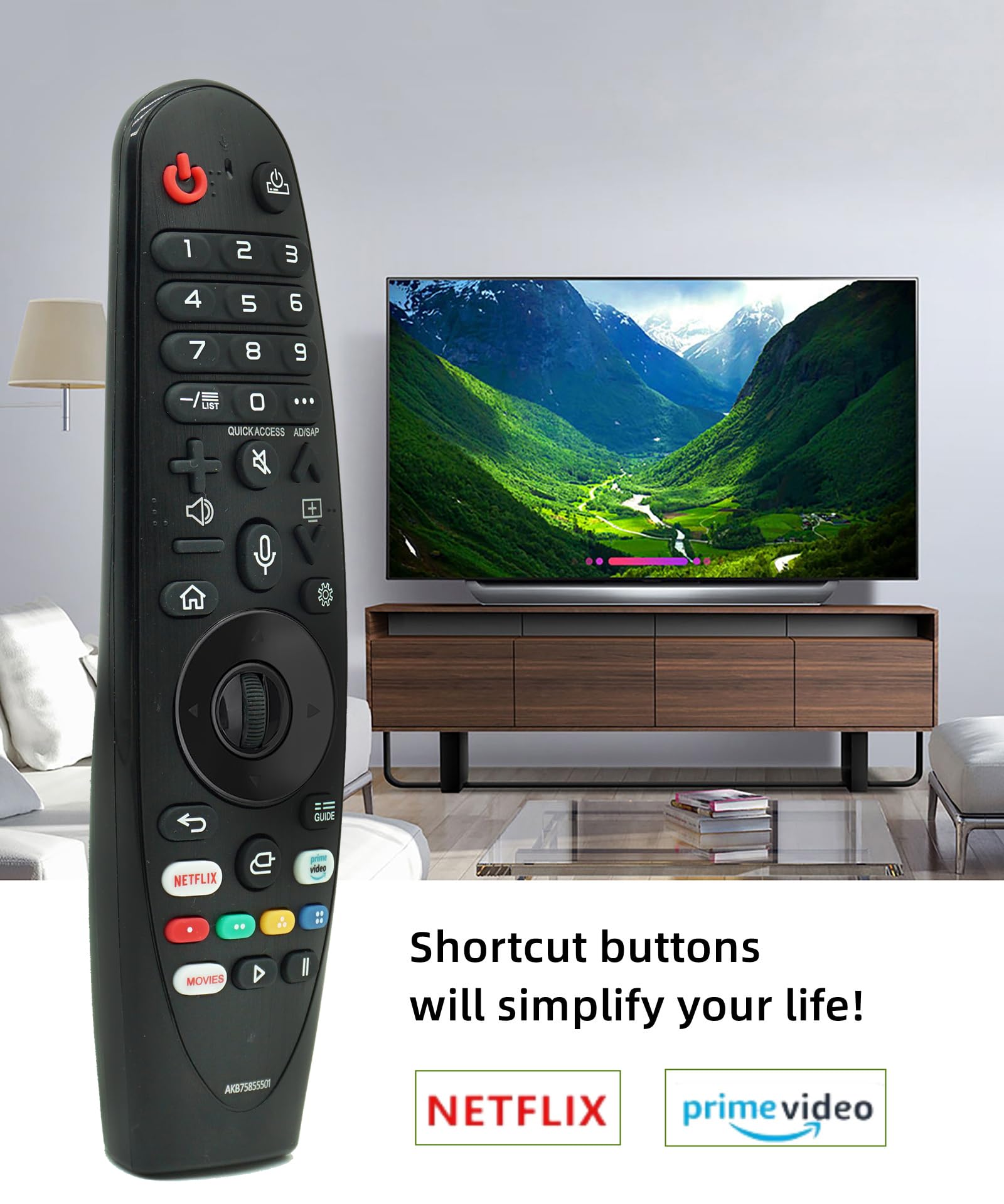 New Upgrade AKB75855501 Magic Remote Compatible with Lg Smart tv,fits for LG AN-MR20GA AN-MR19BA Smart TV Magic Remote Replacement,with Voice and Pointer Function
