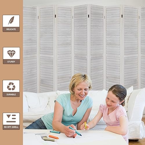Miniatura 29 de Divisores de habitación de madera de 5.3 pies de ancho y separador de ambientes plegables, pantallas de privacidad plegables, separadores de Negro