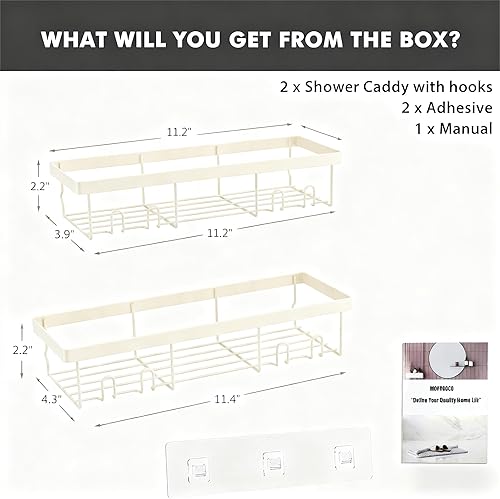 Miniatura 2 de Moforoco Estante organizador de estante para ducha, cesta autoadhesiva negra para estantes de baño, decoración interior de pared de casa de campo,