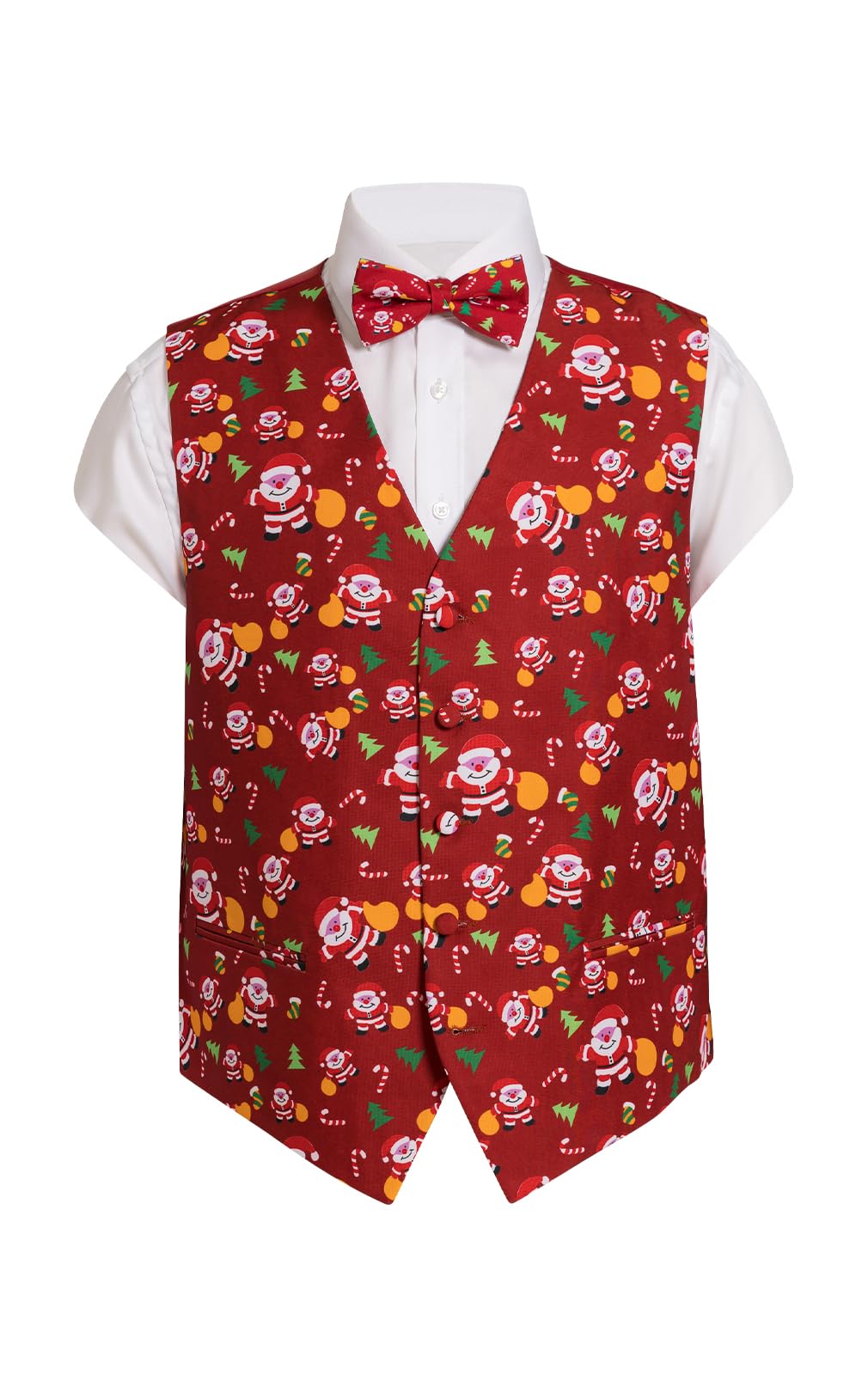 Dobell Mens 'Happy Santa Claus' Christmas Waistcoat, Bow Tie and Handkerchief Set-4XL