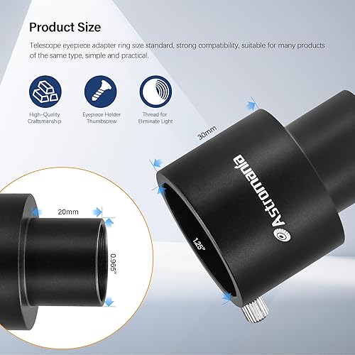 Miniatura 2 de Astromania Adaptador de 0.965 a 1.25 pulgadas. Te permite utilizar accesorios de 1.25 pulgadas en telescopio de 0.965 pulgadas