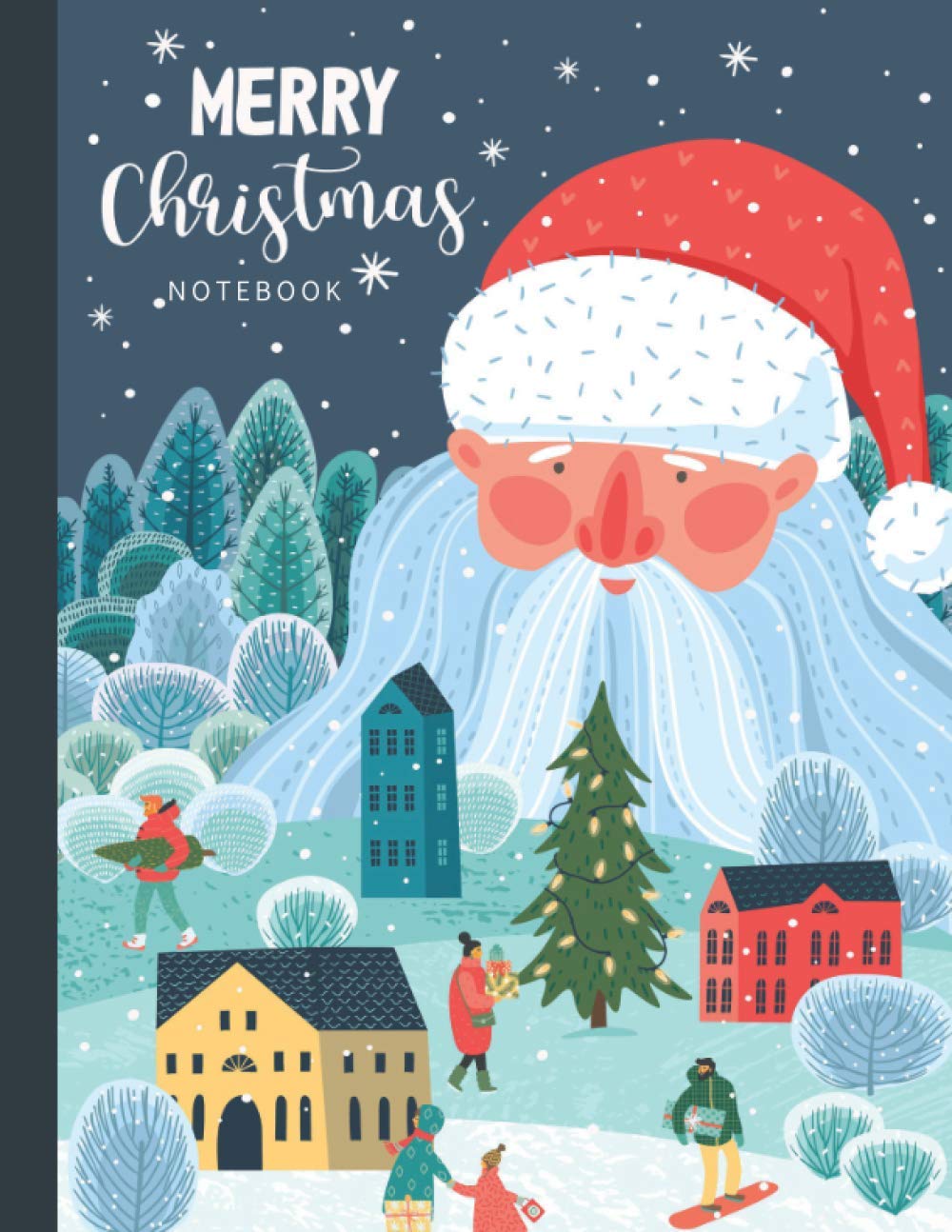 Merry Christmas Notebook: Vintage Santa Winter Wonderland Decor / Large Blank Wide Ruled Journal Gift / Great Doodle Book - Shopping List Notepad - ... Santa or Stocking Stuffer for Adult Women