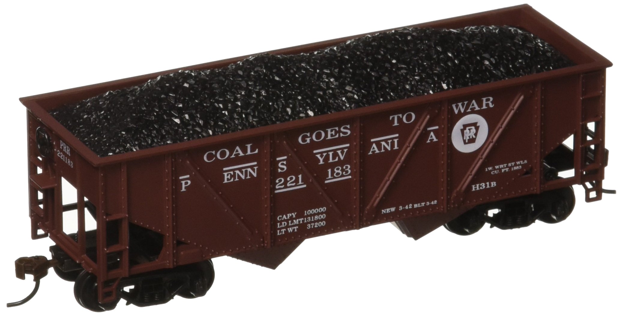 HO 36' Hopper w/Coal Load, PRR