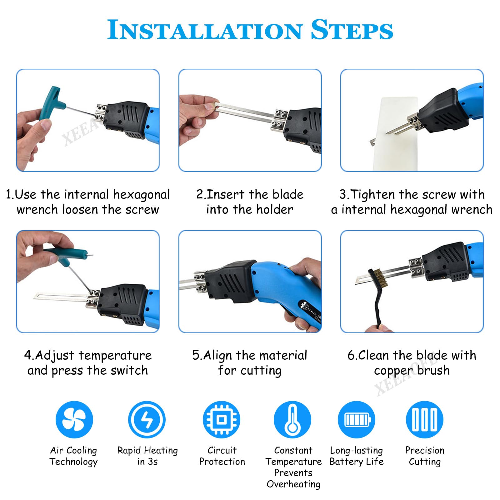 Cuchillo Eléctrico de Calor 150W, Cortador de Styrofoam Inalámbrico, Temperatura Ajustable (600°C), Corte de Poliestireno para EPS, Tablero KT, EVA, PU, Cuerda, Tela, Espuma PackageC