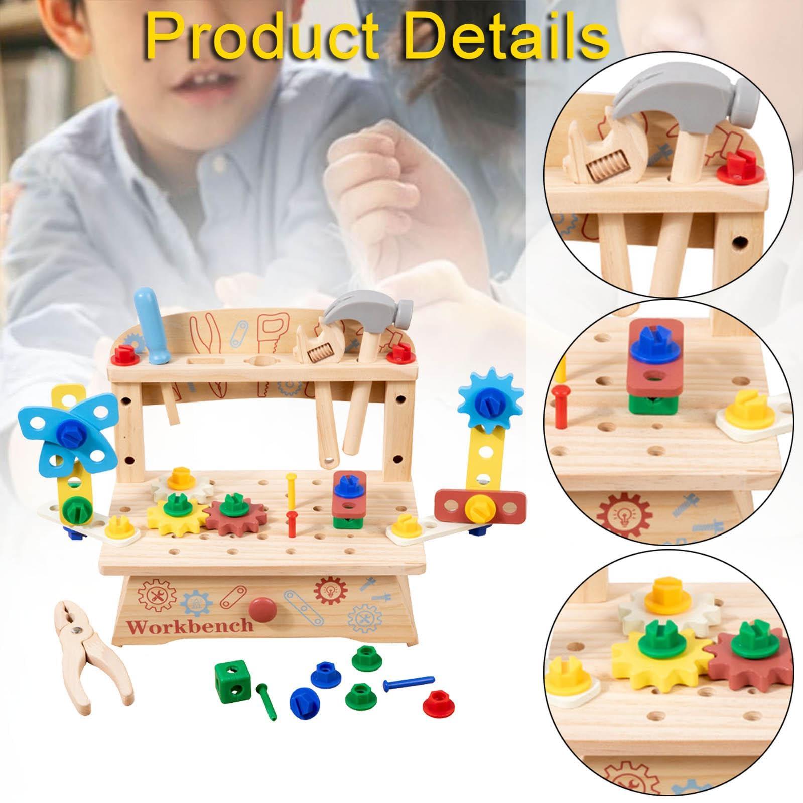 Juego de Herramientas para Niños, de Madera Educativas, Tuercas Y Pernos, Banco de Trabajo Realista para