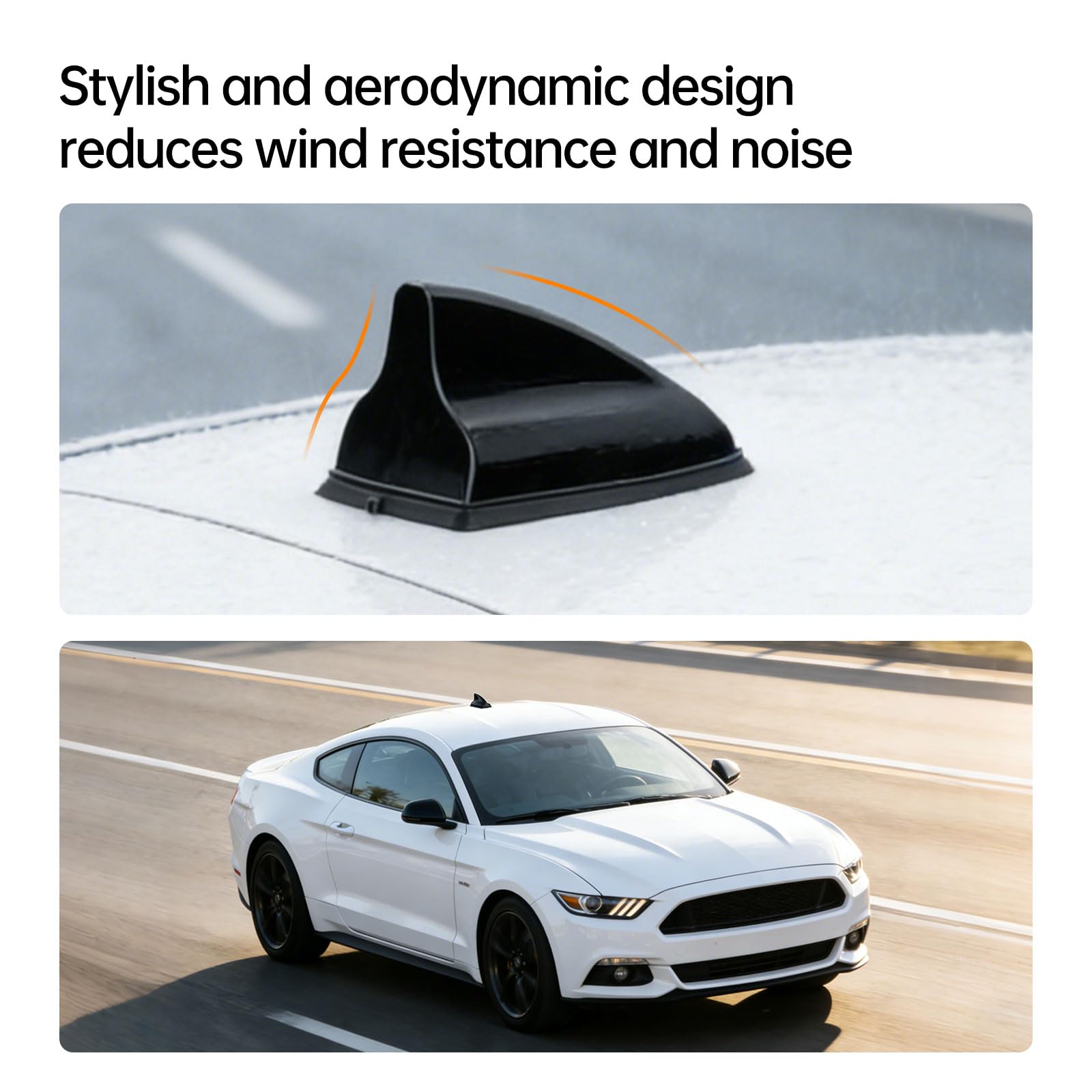Bingfu Antenna Pinna Squalo Auto - Radio AM/FM, Ricezione Segnale Stabile, Bassa Resistenza al Vento e Design Elegante, Alloggiamento ABS Resistente con Nastro Adesivo per Maggior Parte Auto, Nero