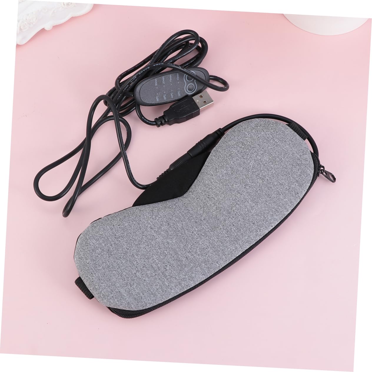COLLBATH Máscara de Ojos USB Vapor para Aliviar Fatiga Ocular de Cabeza, Antifaz de Cuero Recargable Adecuado para Oficina y Viajes