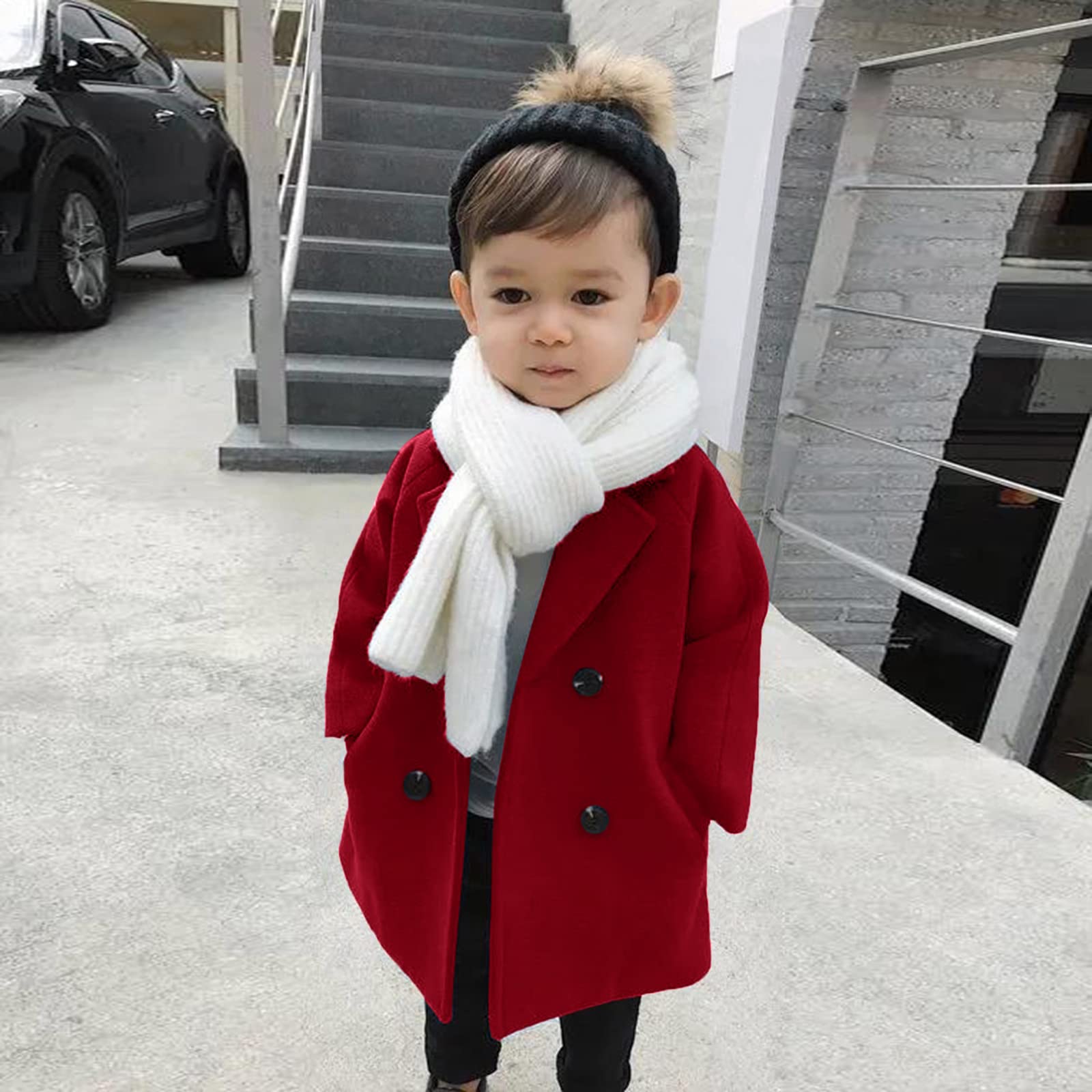 Trench invernale per bambini per ragazzi e ragazze casual classico con colletto dentellato giacca per bambini confortevole morbido caldo capispalla tinta unita peacoat plaid