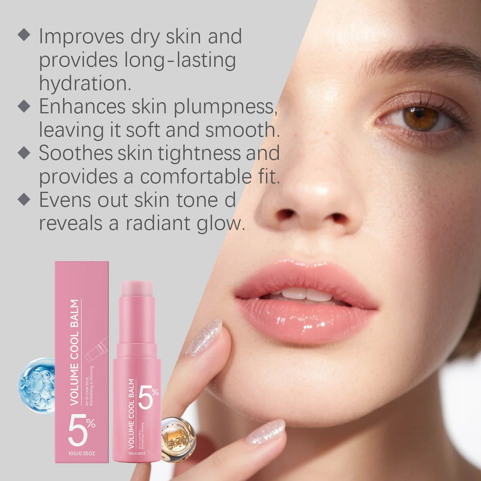PDRNs Pink Collagen Volume Multi Balm Stick - Penna anti-rughe e idratante per viso, labbra, occhi, collo, base trucco, nutre intensamente per una pelle liscia e dall'aspetto sano
