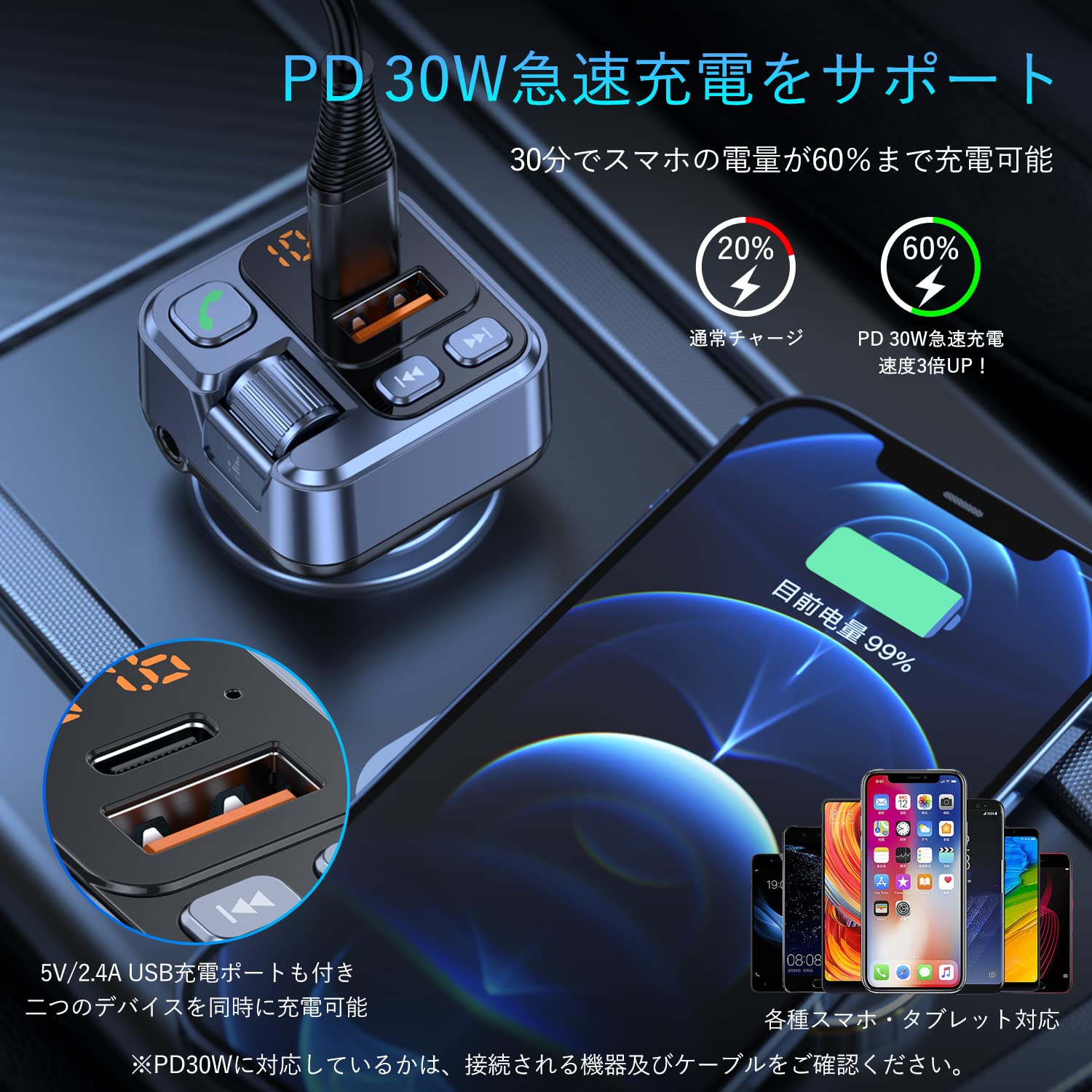 Amazon.co.jp: Seefox FMトランスミッター bluetooth 車載充電器
