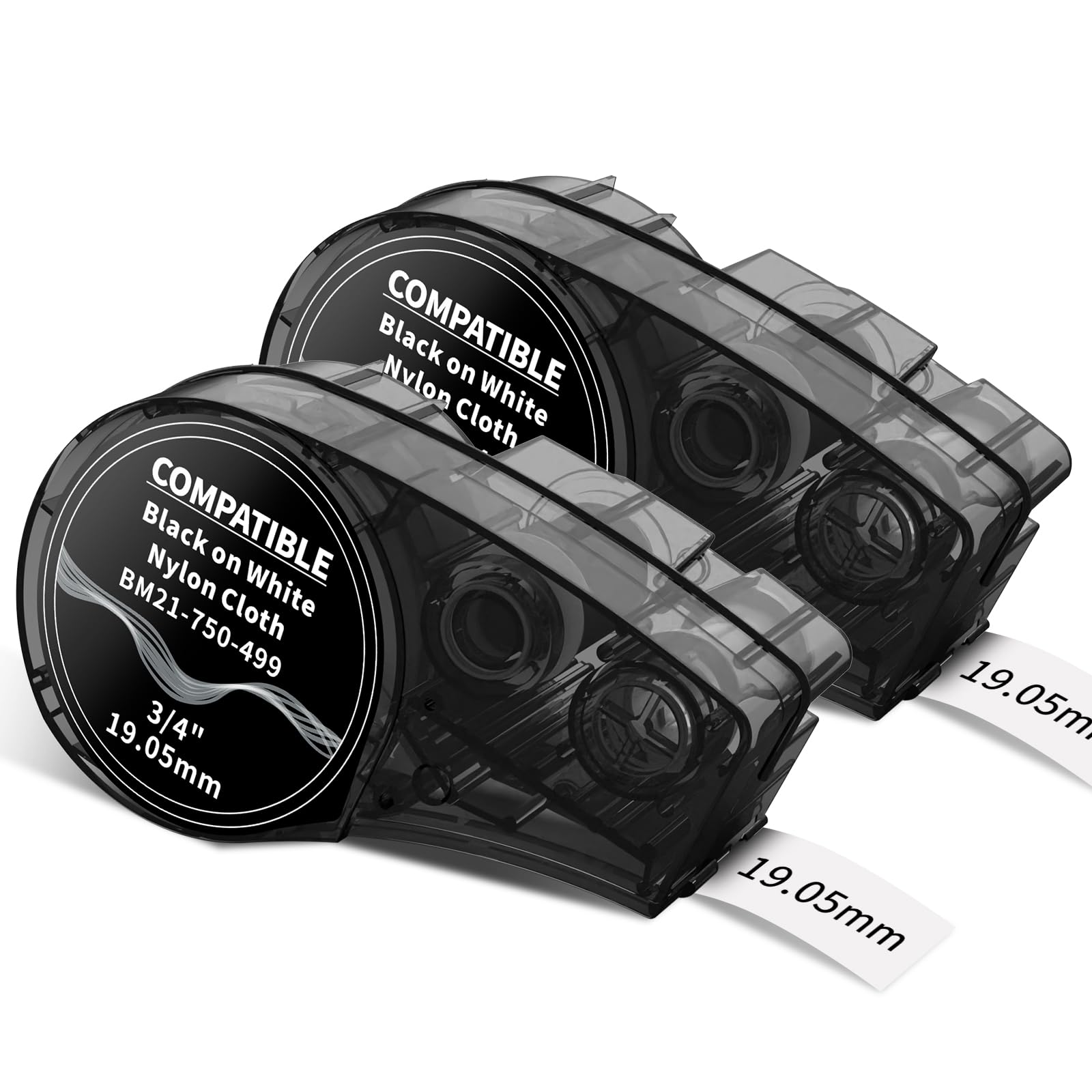 MarkDomain Compatible M21-750-499 3/4 Inch Black on White Muti-Purpose Nylon Label Tape Work with BMP21-PLUS, BMP21-LAB0, M210, M211, M210-LAB, IDPAL,
