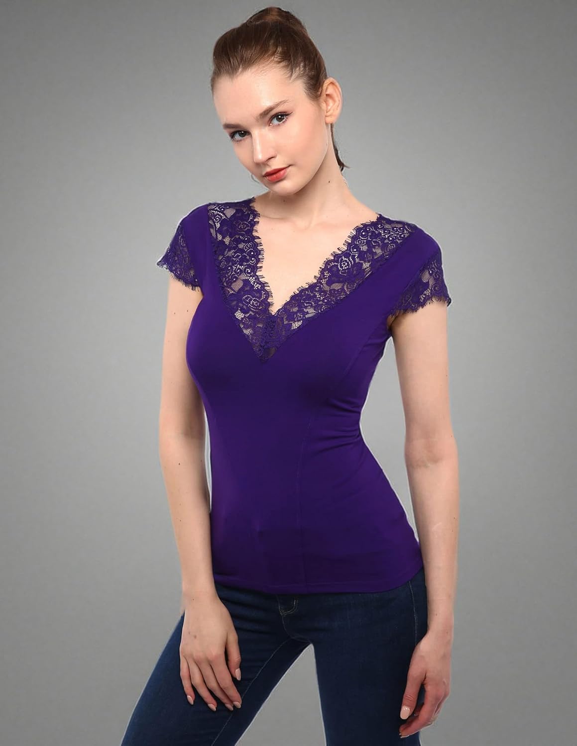 AmélieBoutik Women Floral Lace Trim V Neck Sleeveless Blouse Top - Image 7