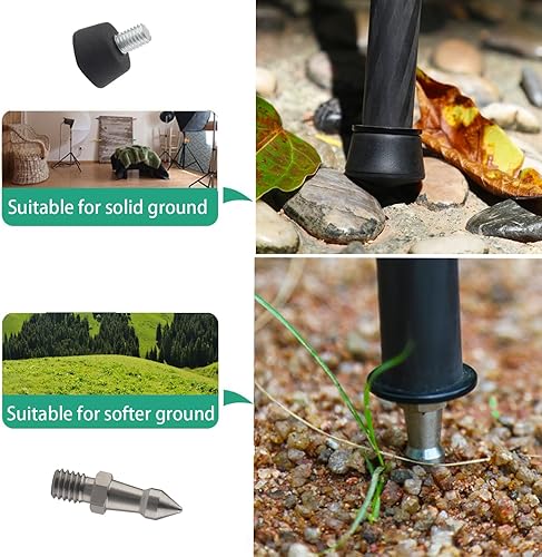 Miniatura 3 de Pies de trípode monopié de goma y acero inoxidable combinado con tornillo 38-16 (3 piezas de goma + 3 piezas de metal)