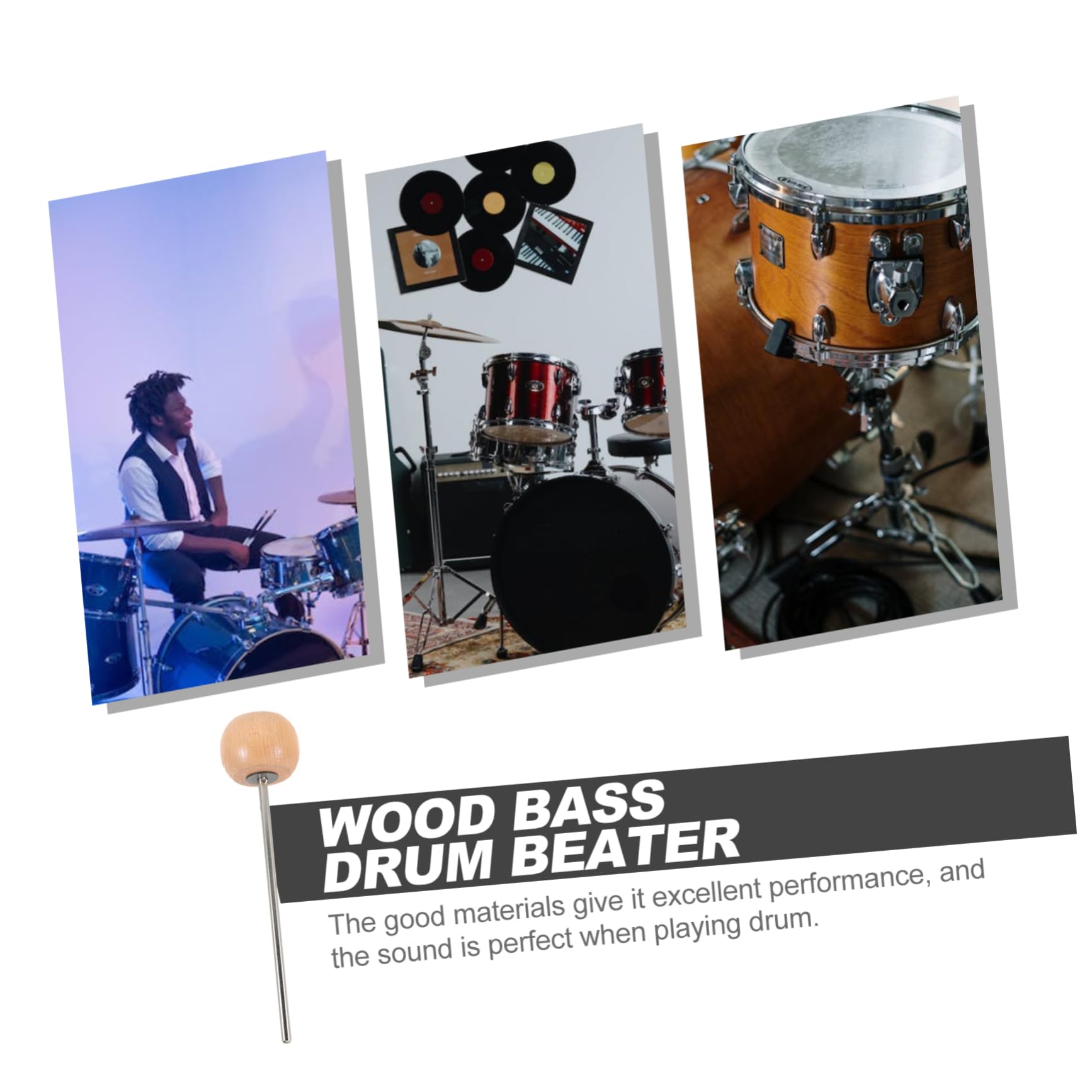 Abaodam Sturdy Wood Drum Pedal Mallet Bass Drum Pedal Beater Drum Foot Pedal Parts Long-lasting Use