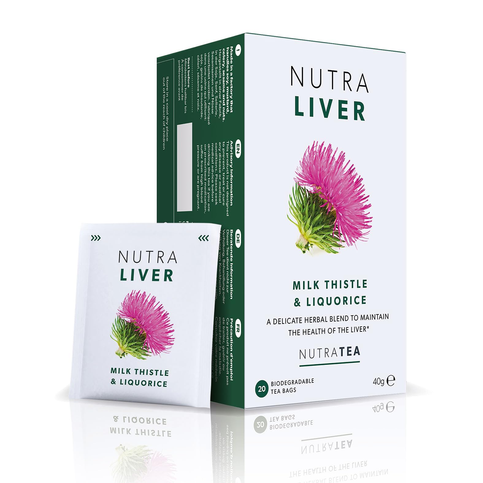 Nutra Tea Chá de ervas com cardo-mariano, alcaçuz, hortelã-pimenta, erva-doce e cúrcuma, 80 sachês