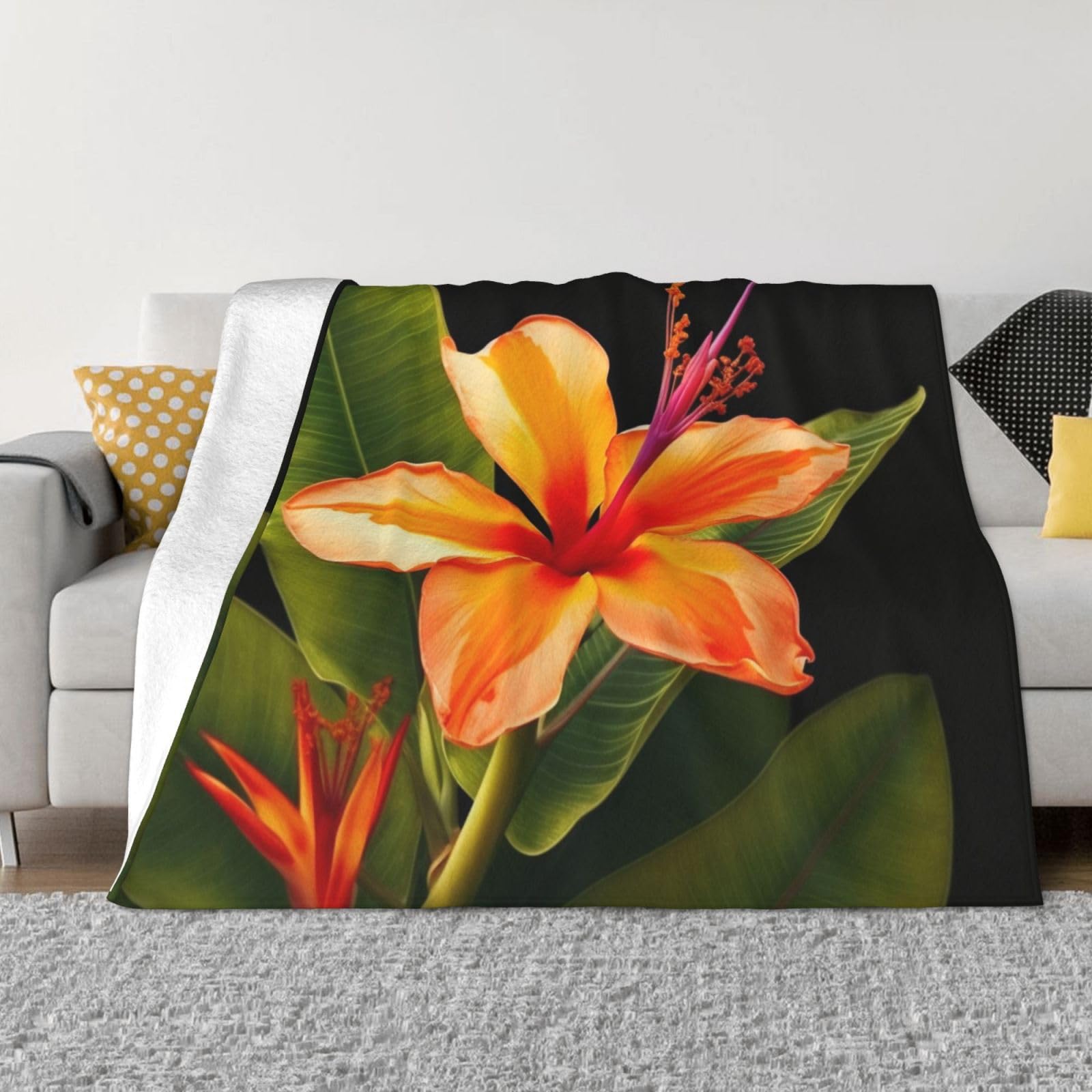 Couverture en microfibre douce et confortable avec finitions premium et imprimé tropical unique