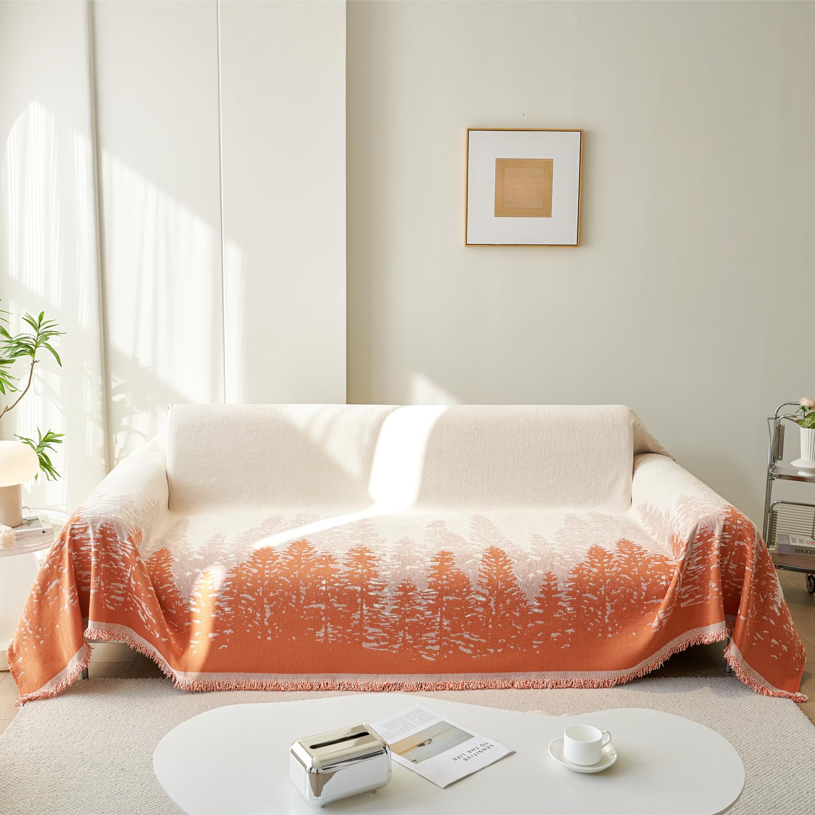 Housses de canape couverture complete grand jete resistant 2 places orange