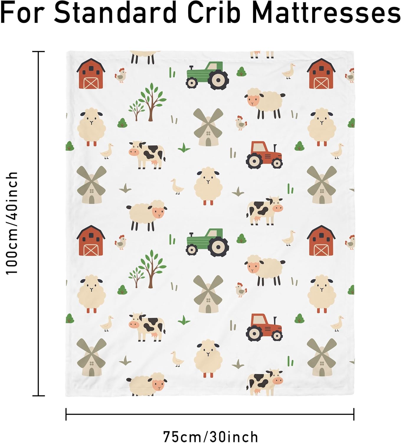 Baby Blanket for Boys Girls, 30x40 Inch Soft Lightweight Minky Dot Blanket with Farm Animals, Double-Layer Dotted Backing for Infant Toddler Nursery Crib, Sensory Security Blanket - Image 4