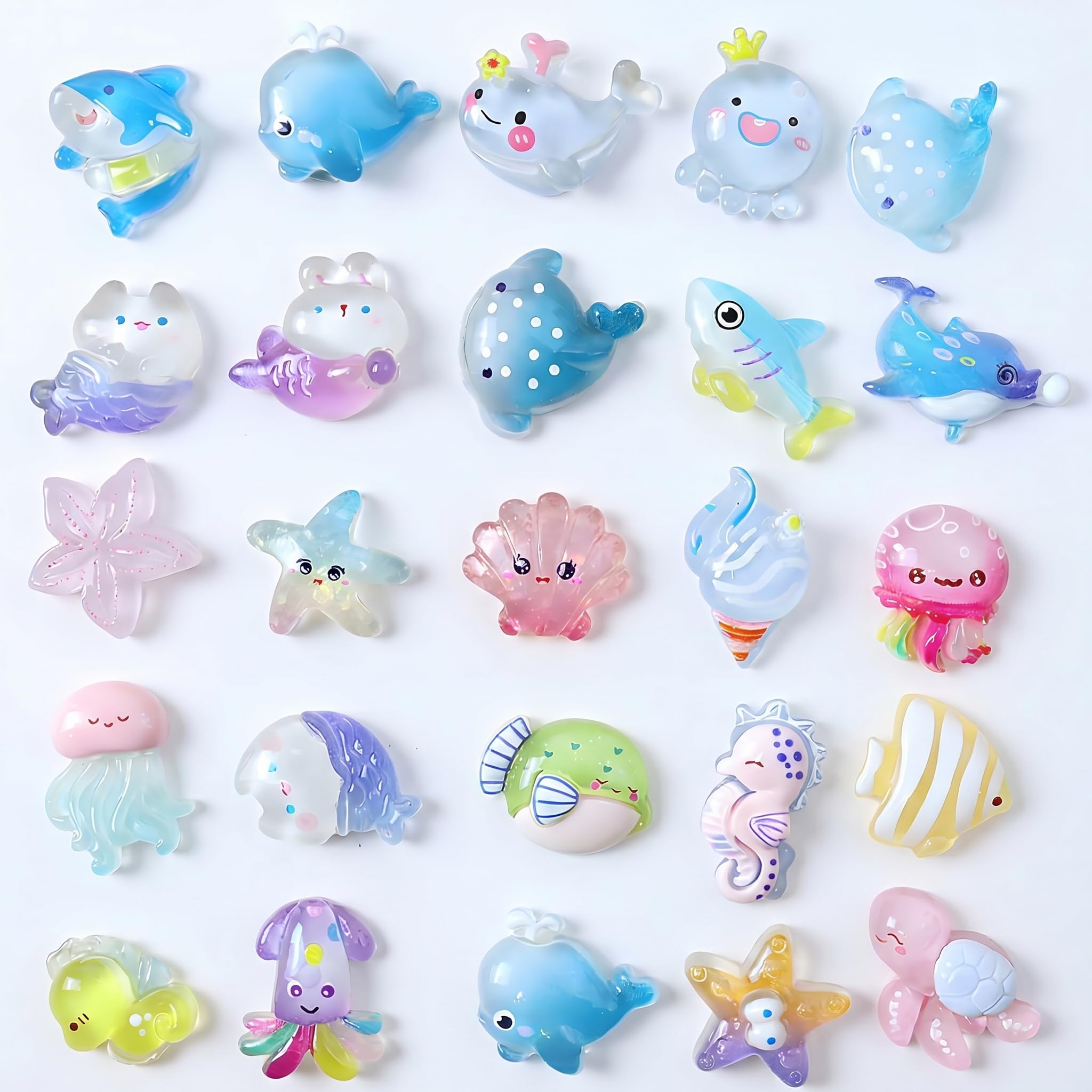 CavspkArt 60 PCS Resin Ocean Animals Blind Bags, Light-Up Resin Animals Mixed, Random Mini Resin Animals Models for Collection and Decoration (60pcs)