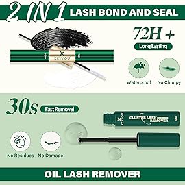 KEYYOU Lash Extension Kit DIY 300Pcs Lash Clusters Eyelash Extension Kit Lash Clusters Kit with Lash Glue Remover Applicator Easy to Use for Beginners(Kit,30D40D50D-C,8-16MIX)