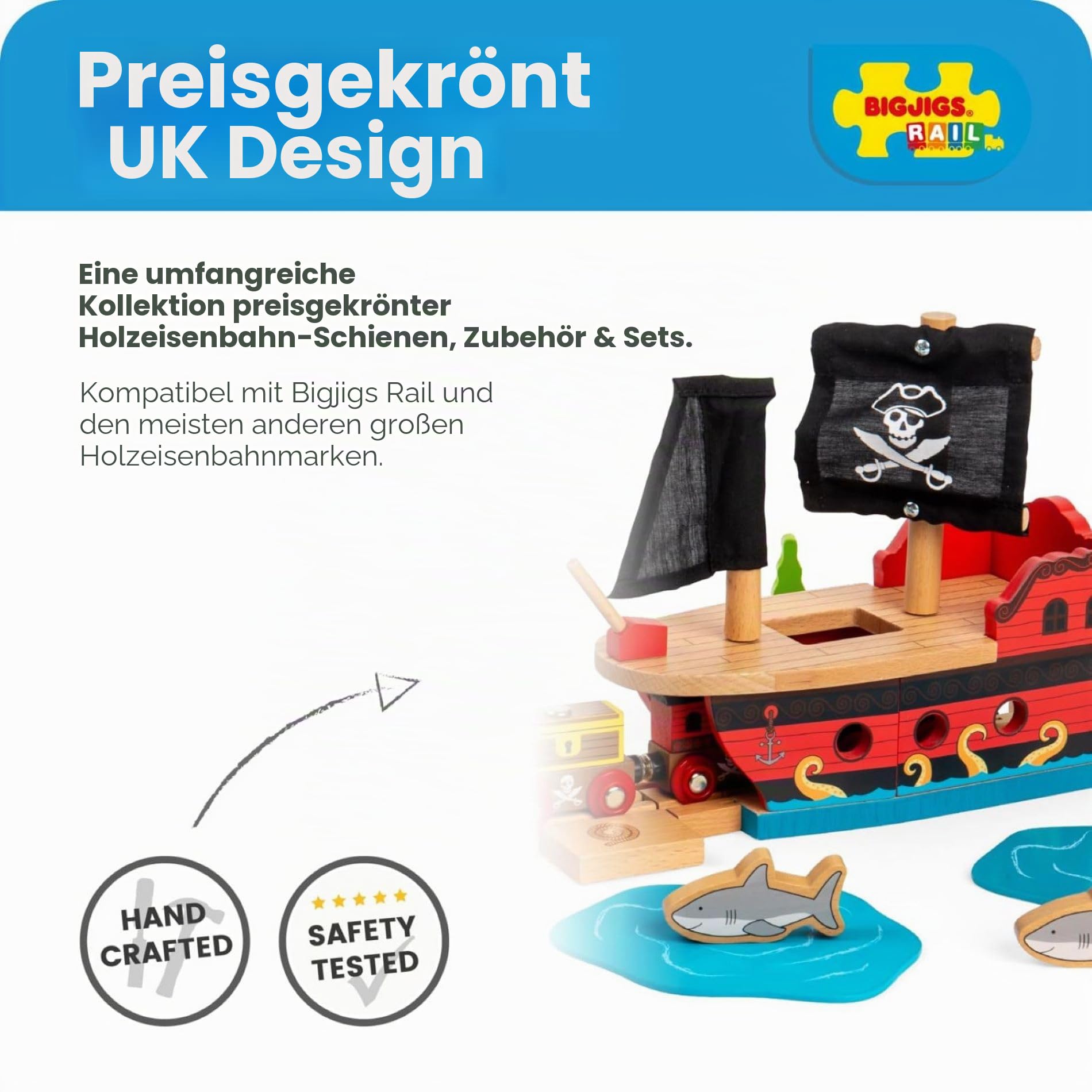 Bigjigs Rail Freibeuter-Galeone, Holz-Zugzubehör