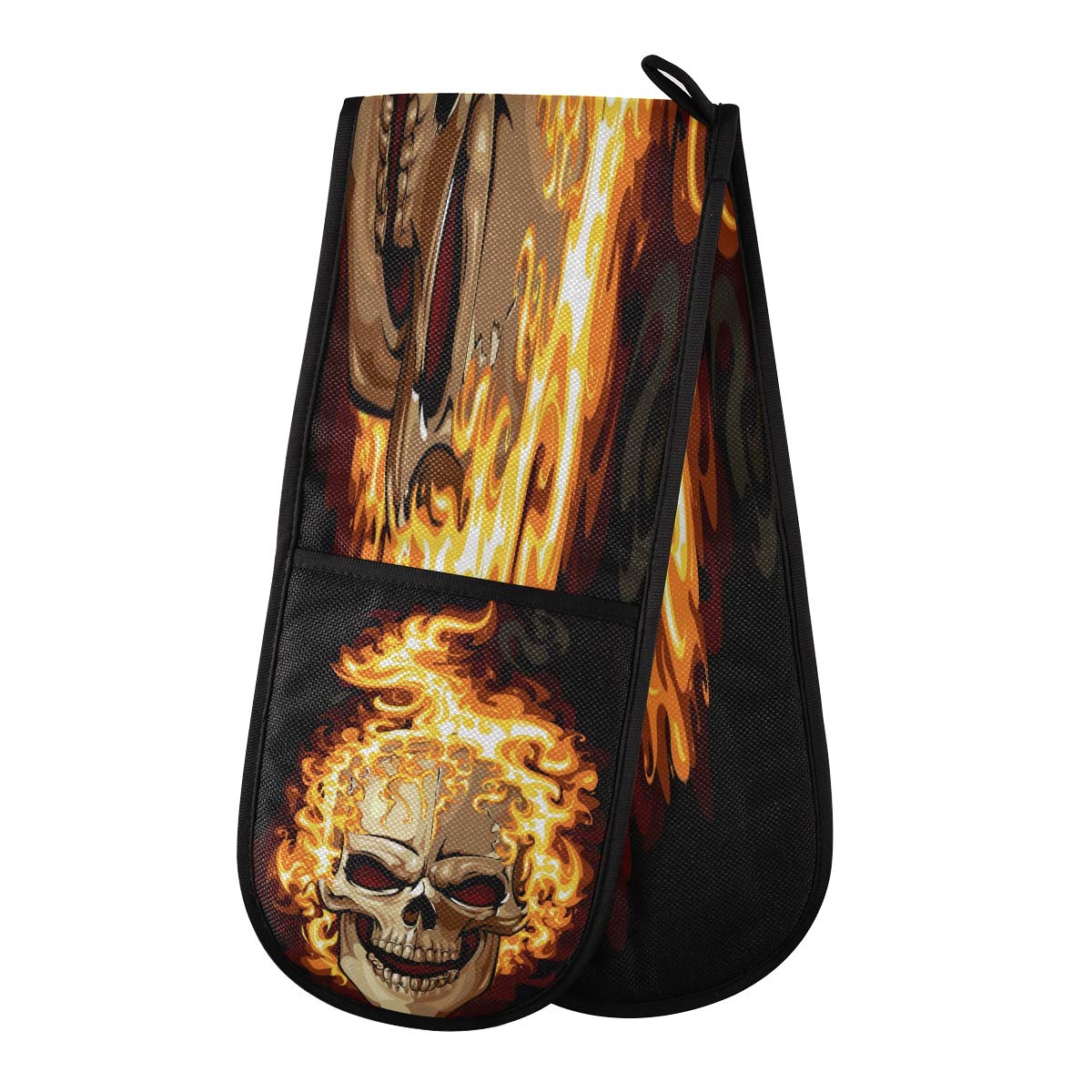 Auuxva Multicolor Bigjoke Double Oven Mitt Quilted Cotton，Sugar Skull Printed Kitcken Oven Gloves Heat Resistant For Grilling Cooking Bbq Hots And Pans