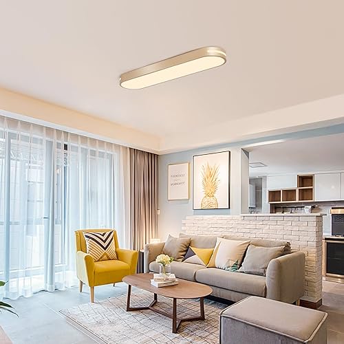 Miniatura 4 de Becailyer Lámpara de techo LED moderna de 23.6 pulgadas, lámpara de techo regulable de montaje empotrado, lámpara de techo de metal de 60 W para