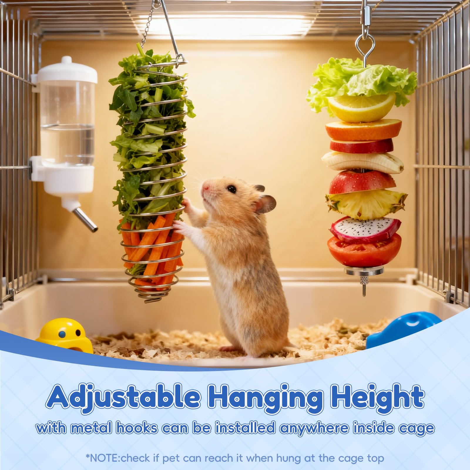 2Pcs Rat Enrichment Toys, 304 Stainless Steel Foraging Toy, Fruit & Vegetable Holder for Mice, Hanging Rodent Cage Accessories, Slow Feeder Puzzle Toy & Parakeet Foraging Tool - image 4