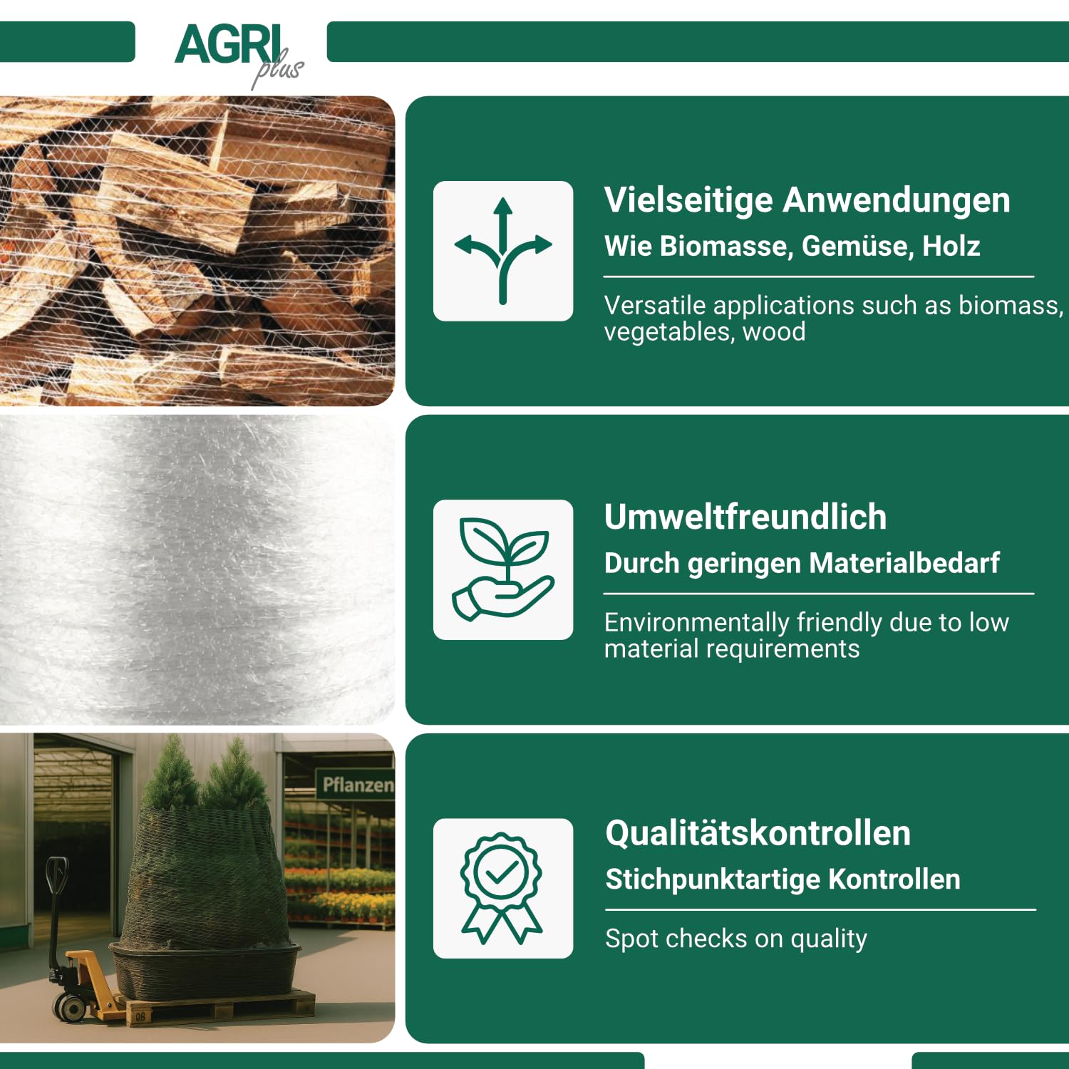 Filet à langer pour palettes AGRI plus 0,5 m x 1000 m Blanc Cœur 76 mm Indéchirable flexible