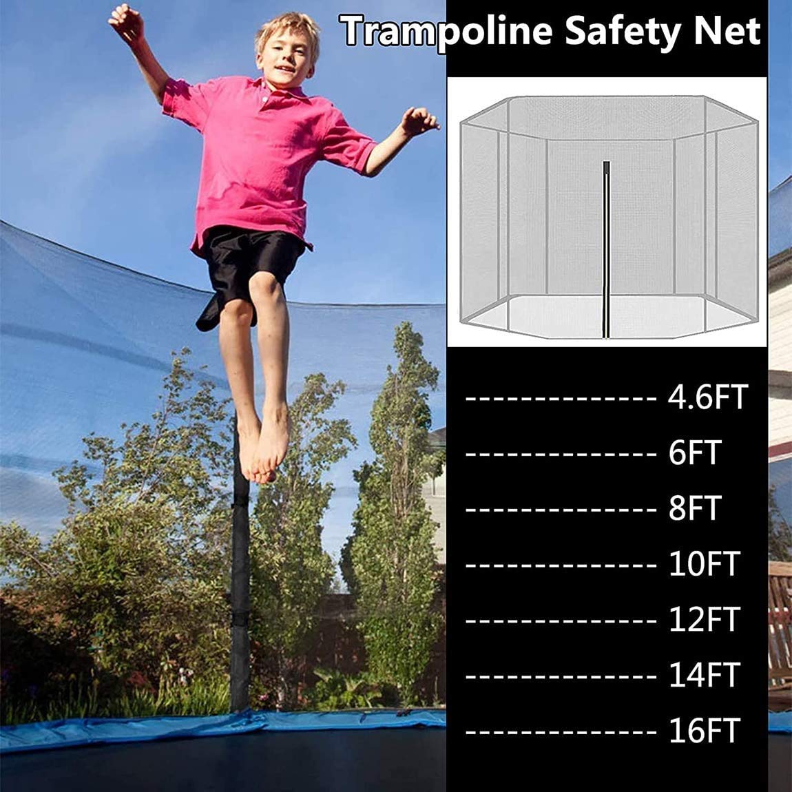 Rete Ricambio Trampolino, Rete Tappeto Elastico, Ø 140 183 244 305 366 488cm Adatto per 6/8 Pali, Rete di Ricambio Jumping, Resistente agli UV
