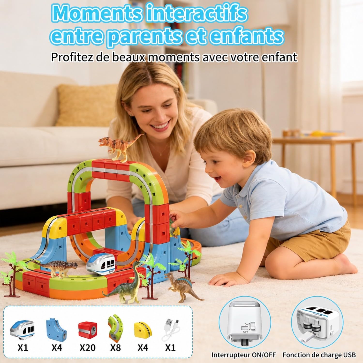 Cube Track Magnetische Block mit, 3D agnetische Block mit Verkehrszeichen, DIY Cube Track & Enthält Züge, STEM Spielzeug Kreatives Konstruktionsspielzeug Geschenk für Kinder ab 3-12 Jahren