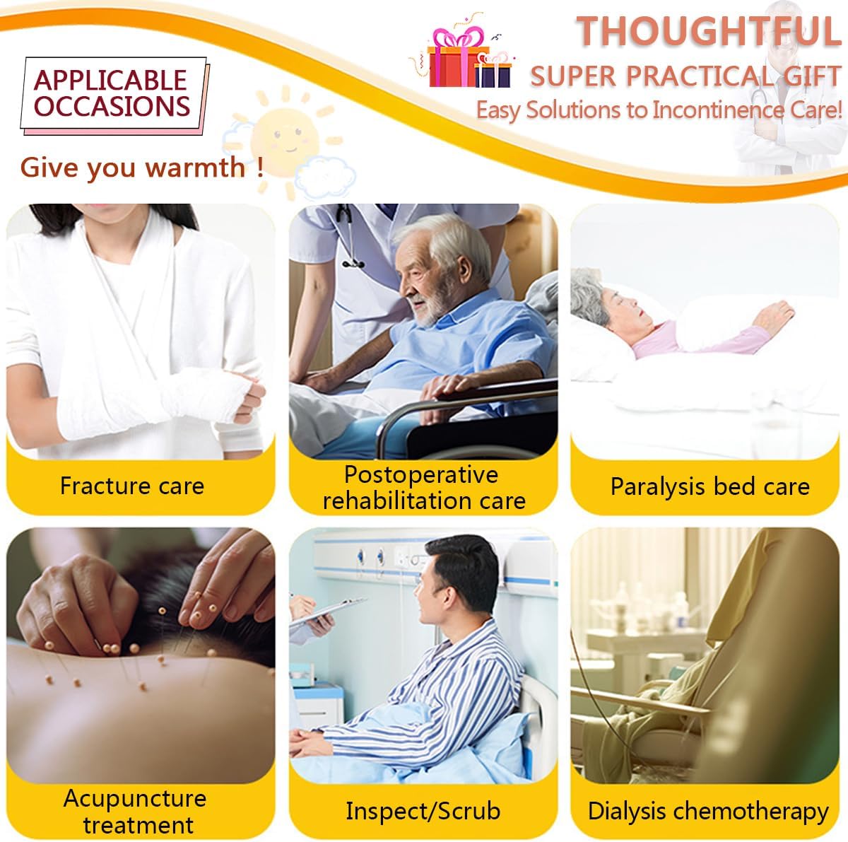 Women's Bedridden Patient Clothing,Fracture Suit,Disability Set with Full Opening on Both Sides,Suitable for Post Surgery Dialysis,Injuried Patients,Paralyzed Elderly(Small Love,L)