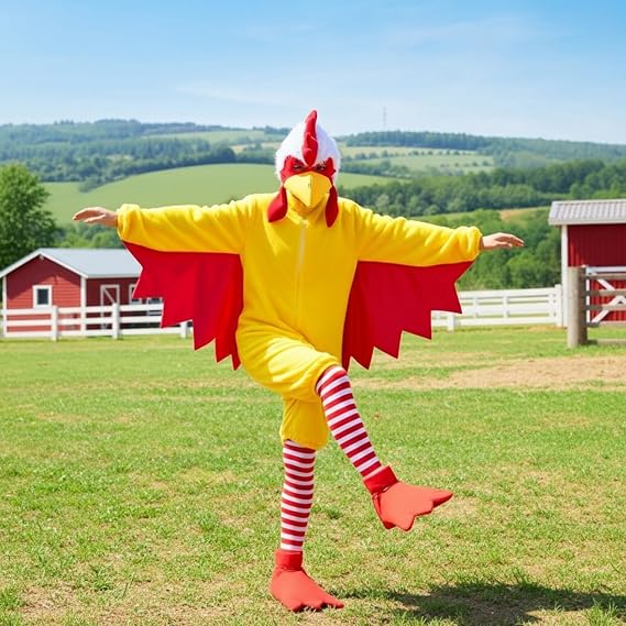 Liitrsh 5 Pcs Halloween Adult Rooster Costume Chicken Dress up Rooster Hat Chicken Claw Shoes Cover Socks