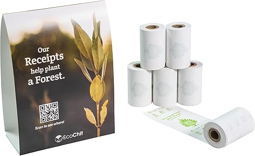 Miniatura 2 de EcoChit Rollos de papel térmico sin fenoles, 2-14 pulgadas x 45 pies, cada caja planta dos árboles, caja de 50