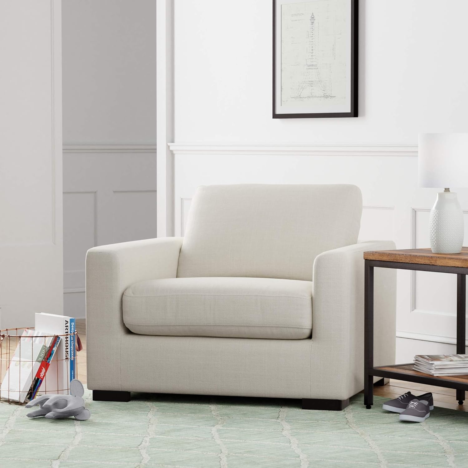  Brand - Stone & Beam Westview Extra-Deep Down-Filled Accent Chair, 43.3"W, Cream : Home & Kitchen
