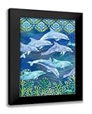 ArtDirect Brent&comma; Paul 17x24 Black Modern Framed Art Print Titled&colon; Dolphin Escape II