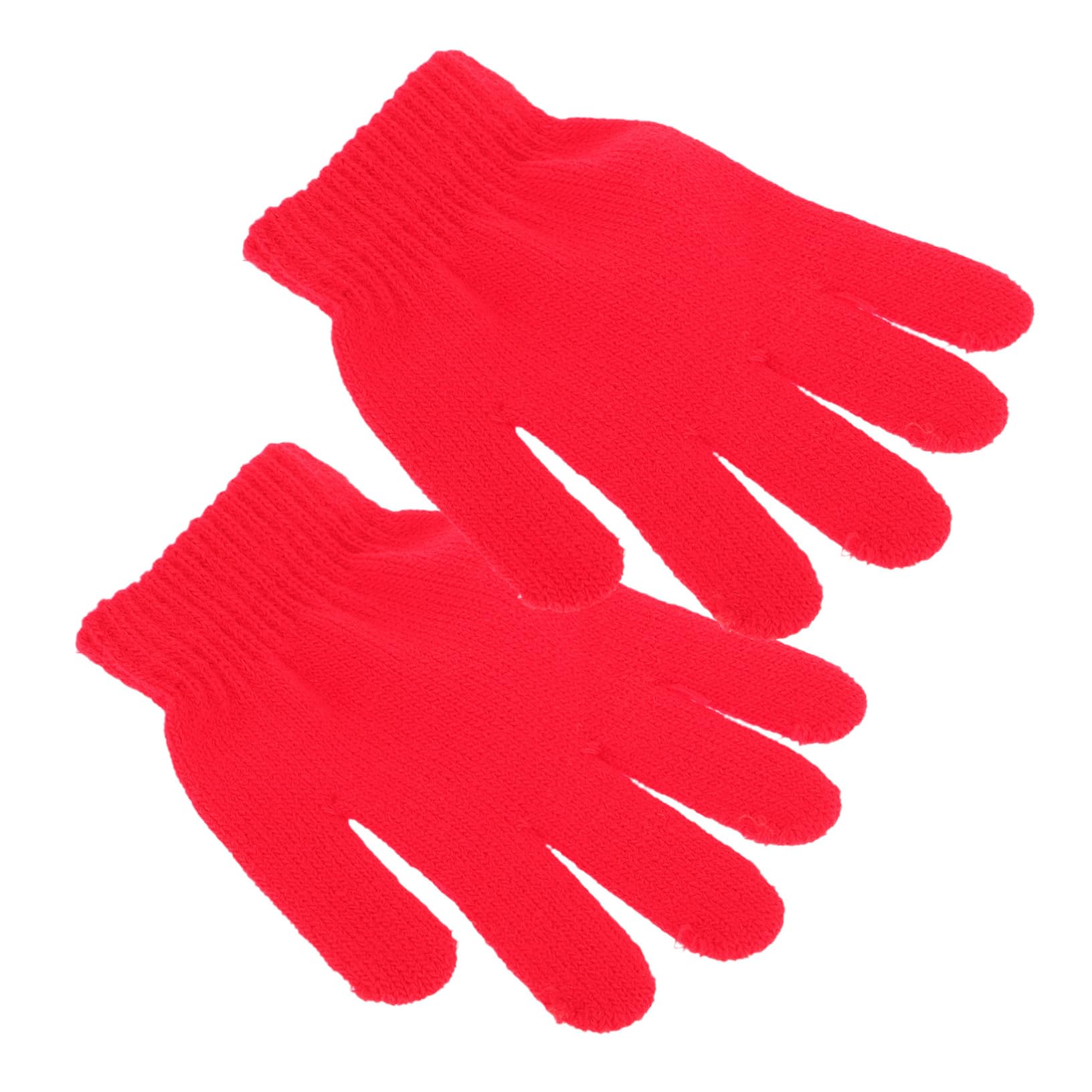 CALLARON Guantes de Invierno de Punto Rojo para Niños de 4 a 12 Años Diseño Sencillo y Ligero Cálidos y Elásticos para Actividades al Aire Libre y Viajes